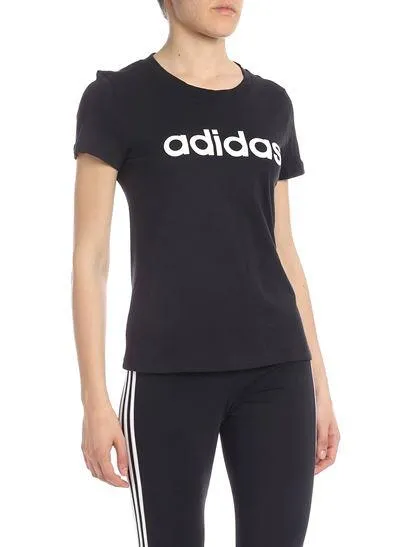 T SHIRT ADIDAS MAGLIA DONNA FITNESS NERA LOGO BIANCO