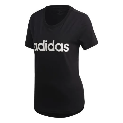 T SHIRT ADIDAS MAGLIA DONNA FITNESS NERA LOGO BIANCO