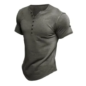 T-shirt boutonné à manches courtes vintage