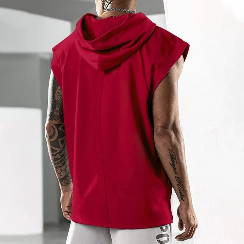 T-shirt de sport à capuche sans manches vintage