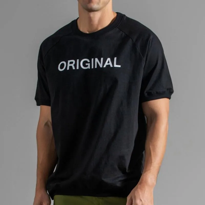 T-shirt à manches raglan avec imprimé lettre vintage