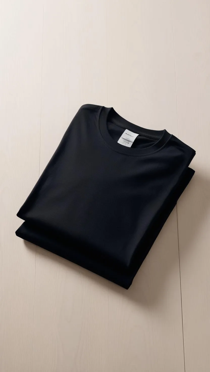 T-Shirt Plain Round Neck - Black - RNTS-100