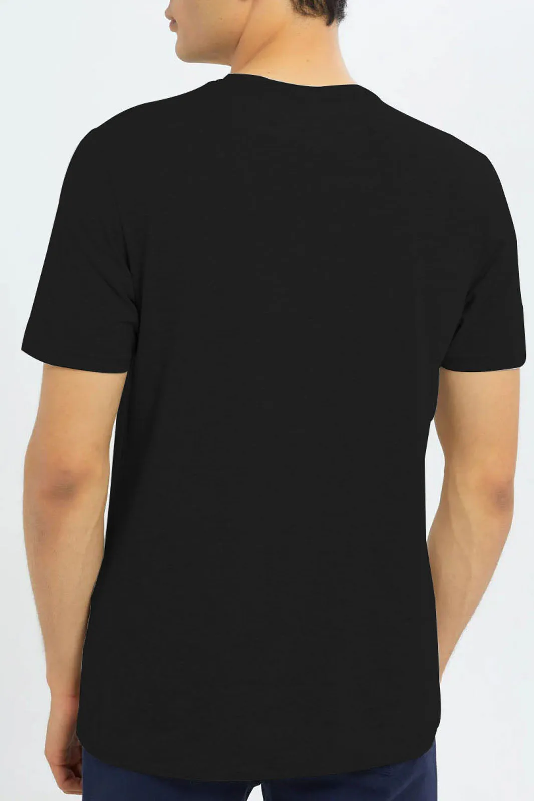T-Shirt Plain Round Neck - Black - RNTS-100