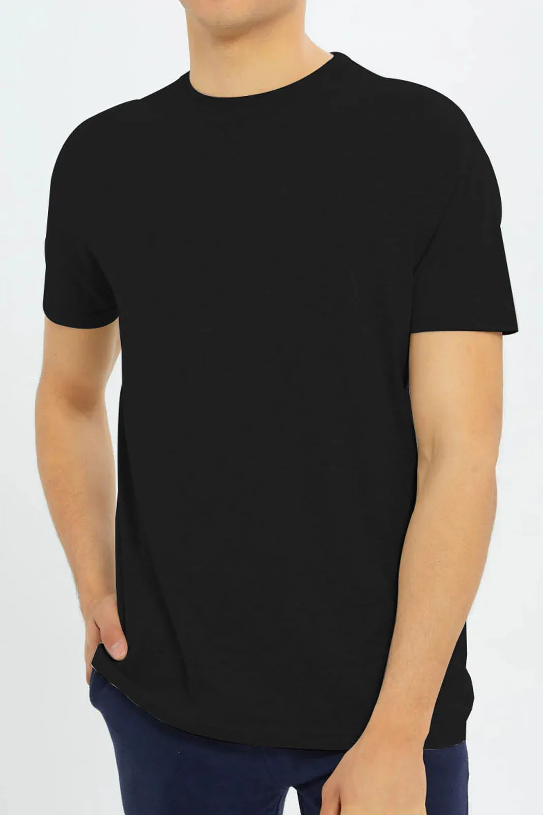 T-Shirt Plain Round Neck - Black - RNTS-100
