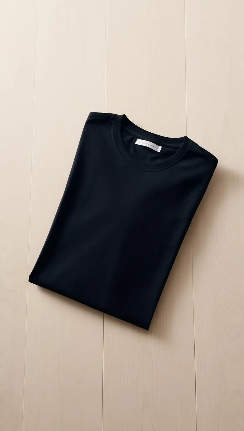 T-Shirt Plain Round Neck - Black - RNTS-100