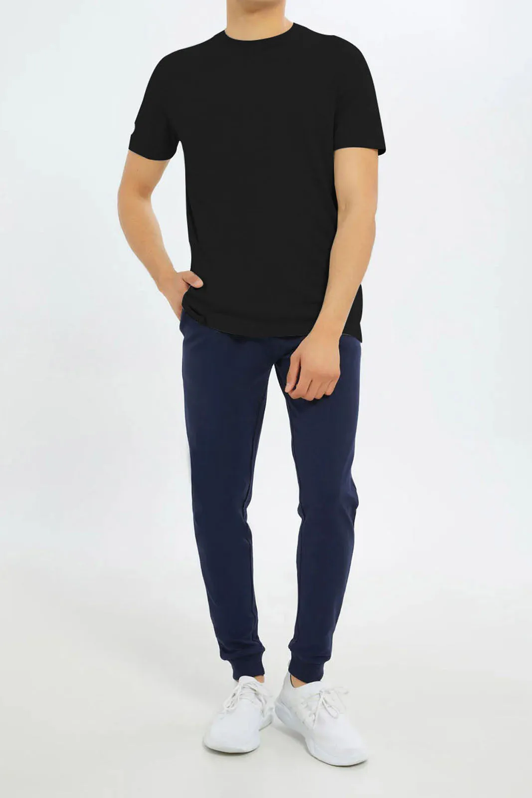 T-Shirt Plain Round Neck - Black - RNTS-100