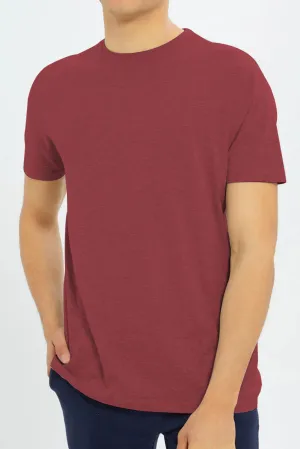 T-Shirt Plain Round Neck  - Maroon - RNTS-102
