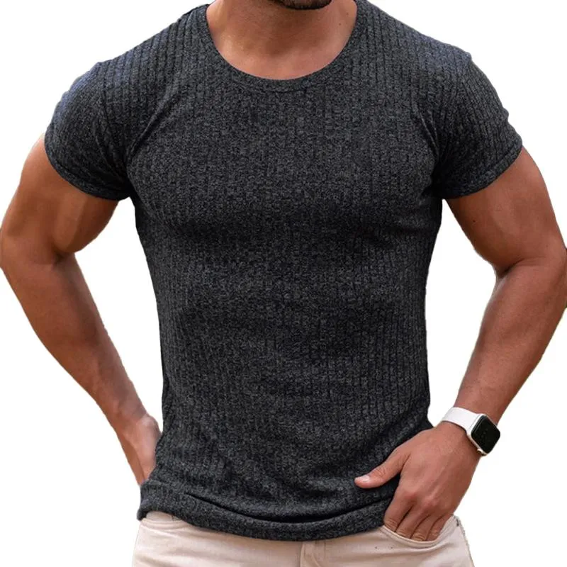 T-shirt rayé uni à col rond vintage