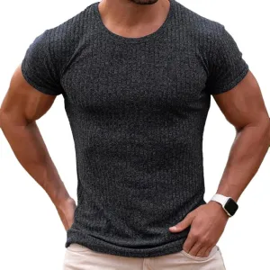 T-shirt rayé uni à col rond vintage