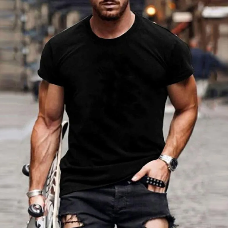 T-shirt vintage à manches courtes de couleur unie pour hommes