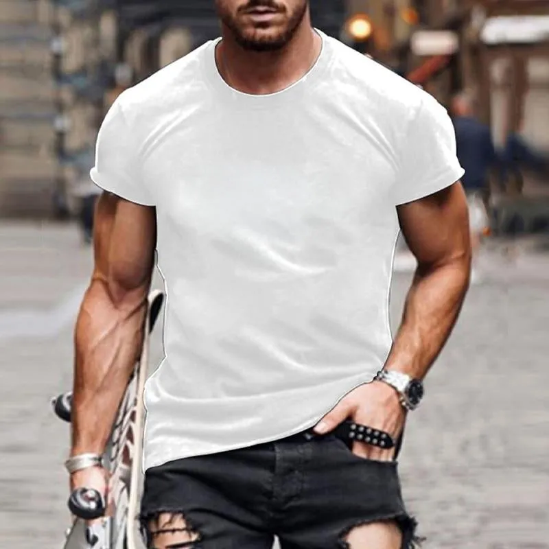 T-shirt vintage à manches courtes de couleur unie pour hommes