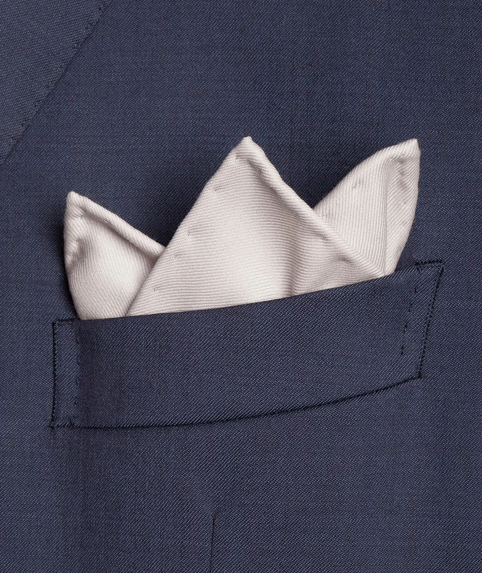 Tailored Handmade Cream in worsted Wool Pocket Square