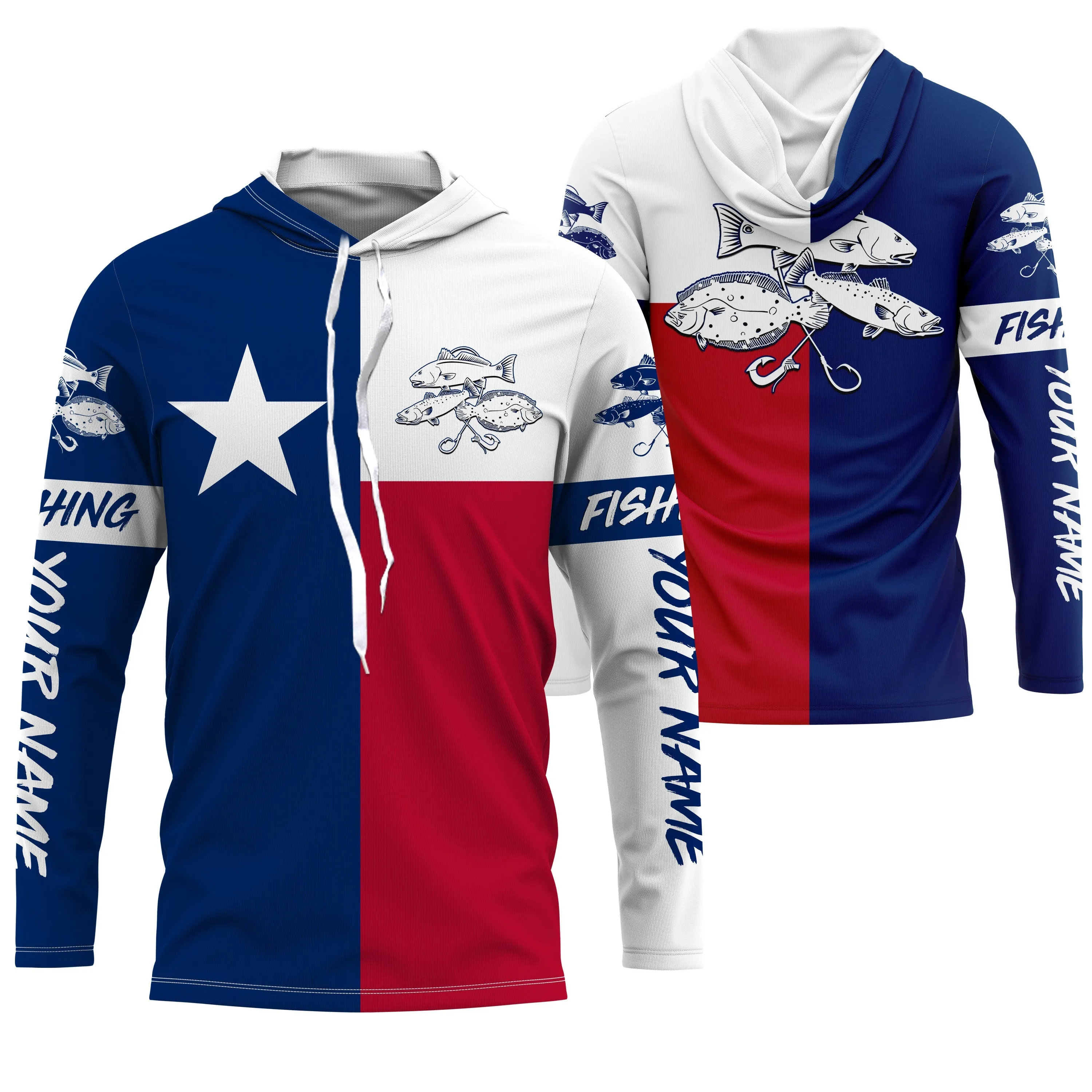 Texas Slam Texas Flag Custom Long Sleeve Fishing Shirts, Redfish Trout Flounder Flag Fishing Shirts IPHW1956