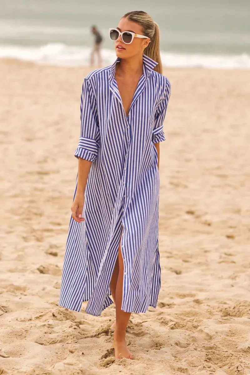 The Luna Oversized Shirtdress Blue/White Stripe