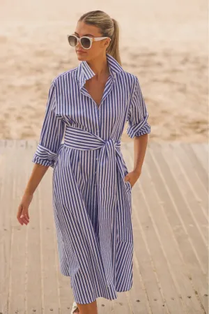 The Luna Oversized Shirtdress Blue/White Stripe