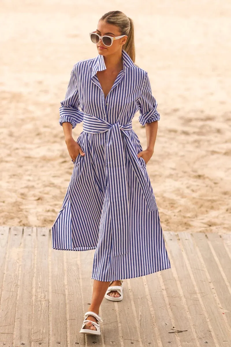 The Luna Oversized Shirtdress Blue/White Stripe