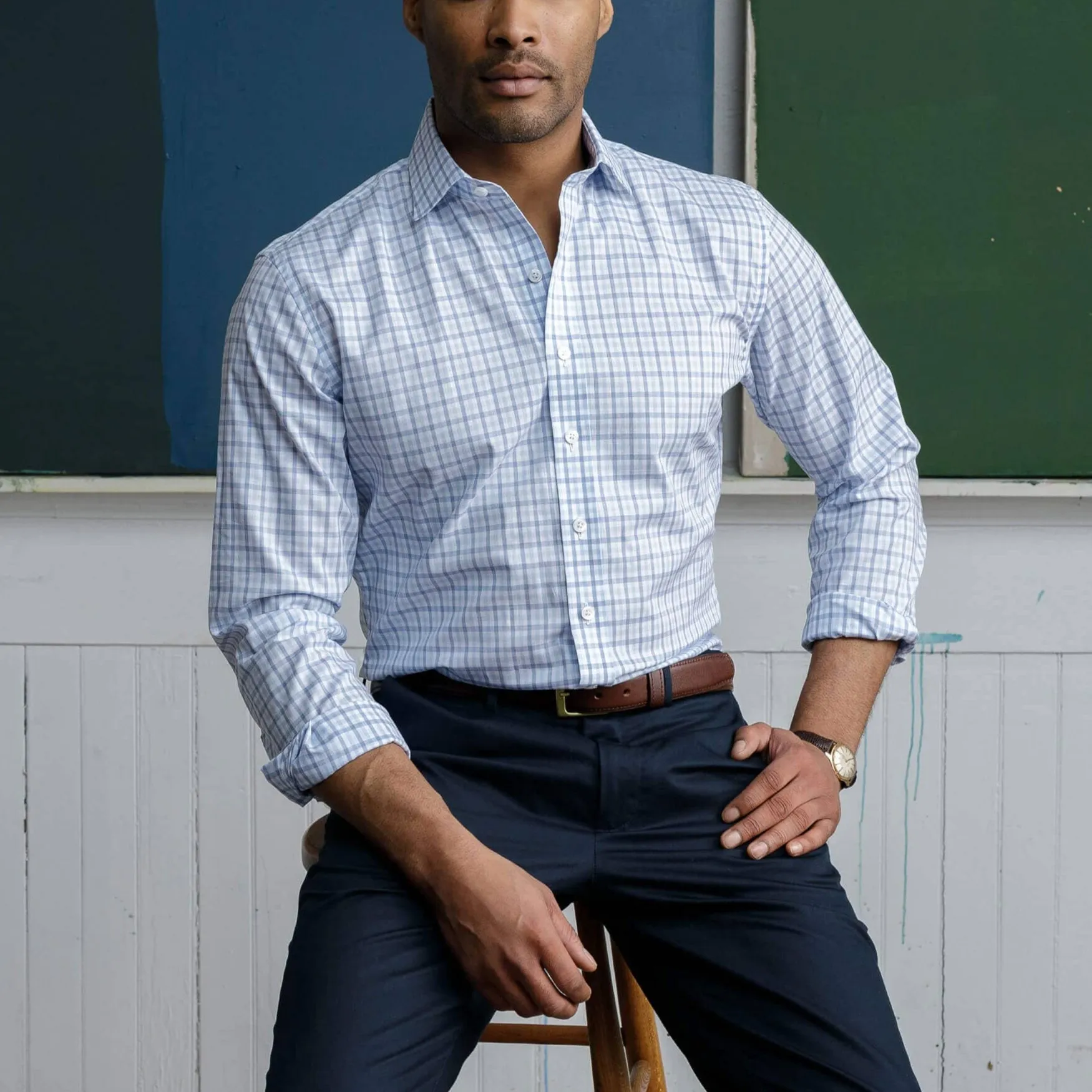 The Navy Blue Arville Comfort Stretch Custom Shirt