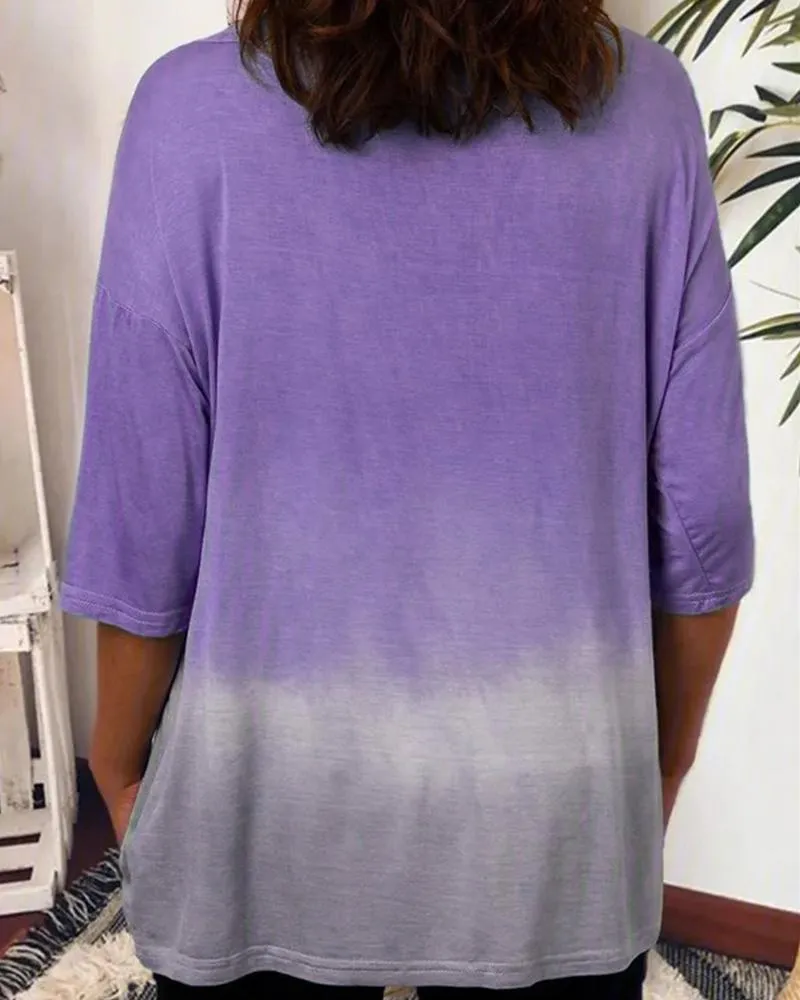 Tie Dye Gradient Short Sleeve Loose T shirts