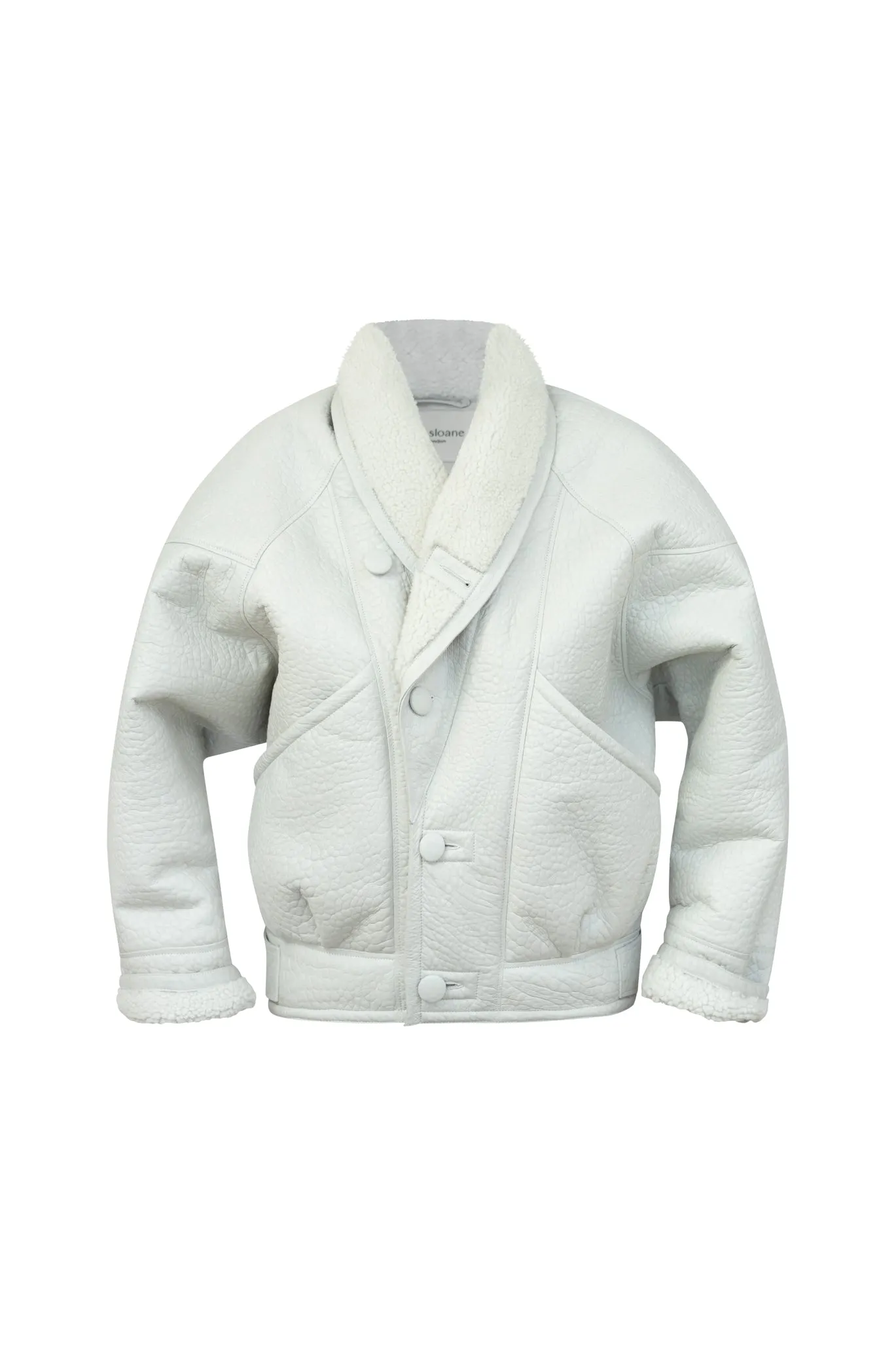 TIMOTHY Shearling Leather Jacket in Cloud White