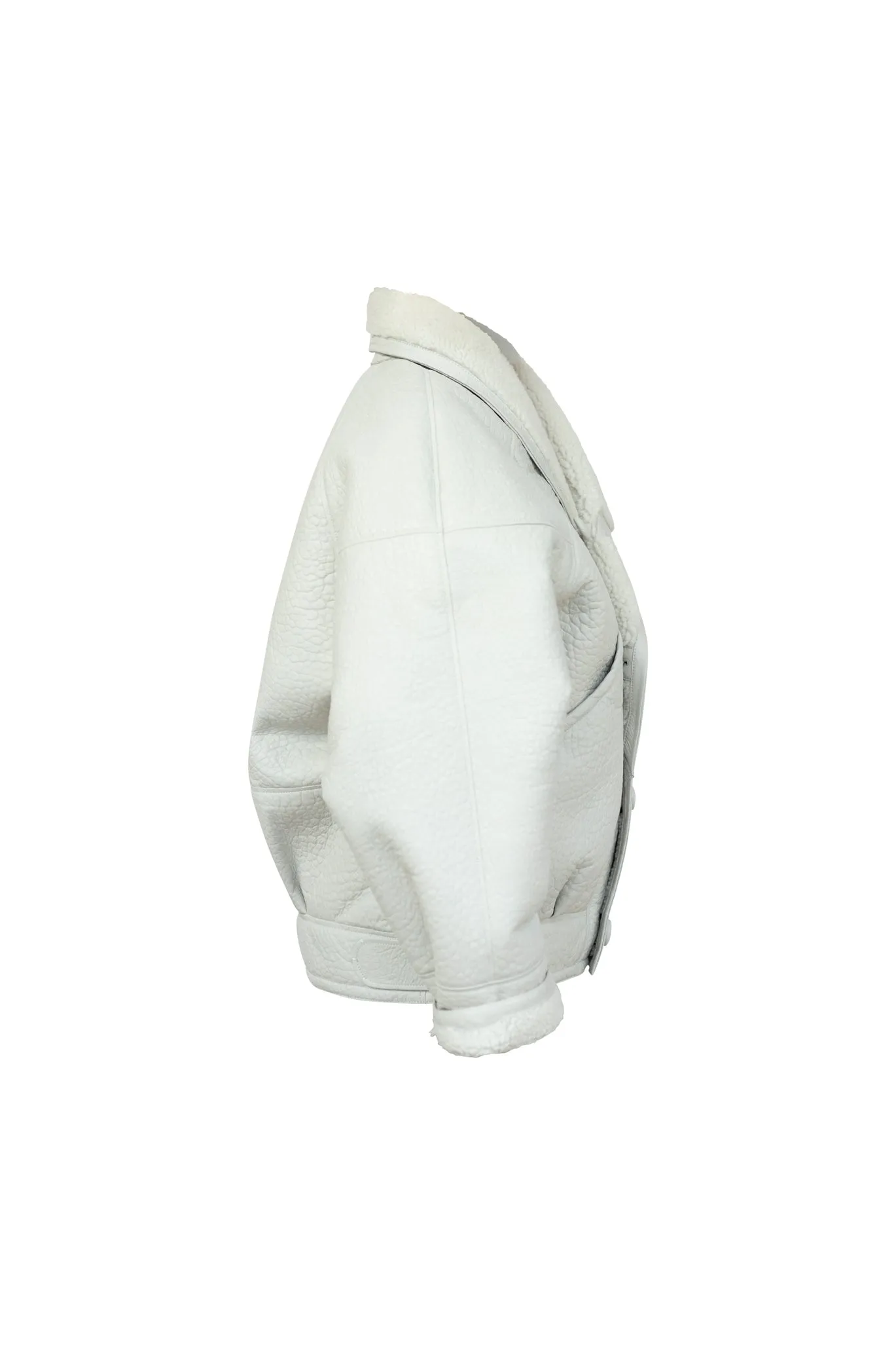 TIMOTHY Shearling Leather Jacket in Cloud White