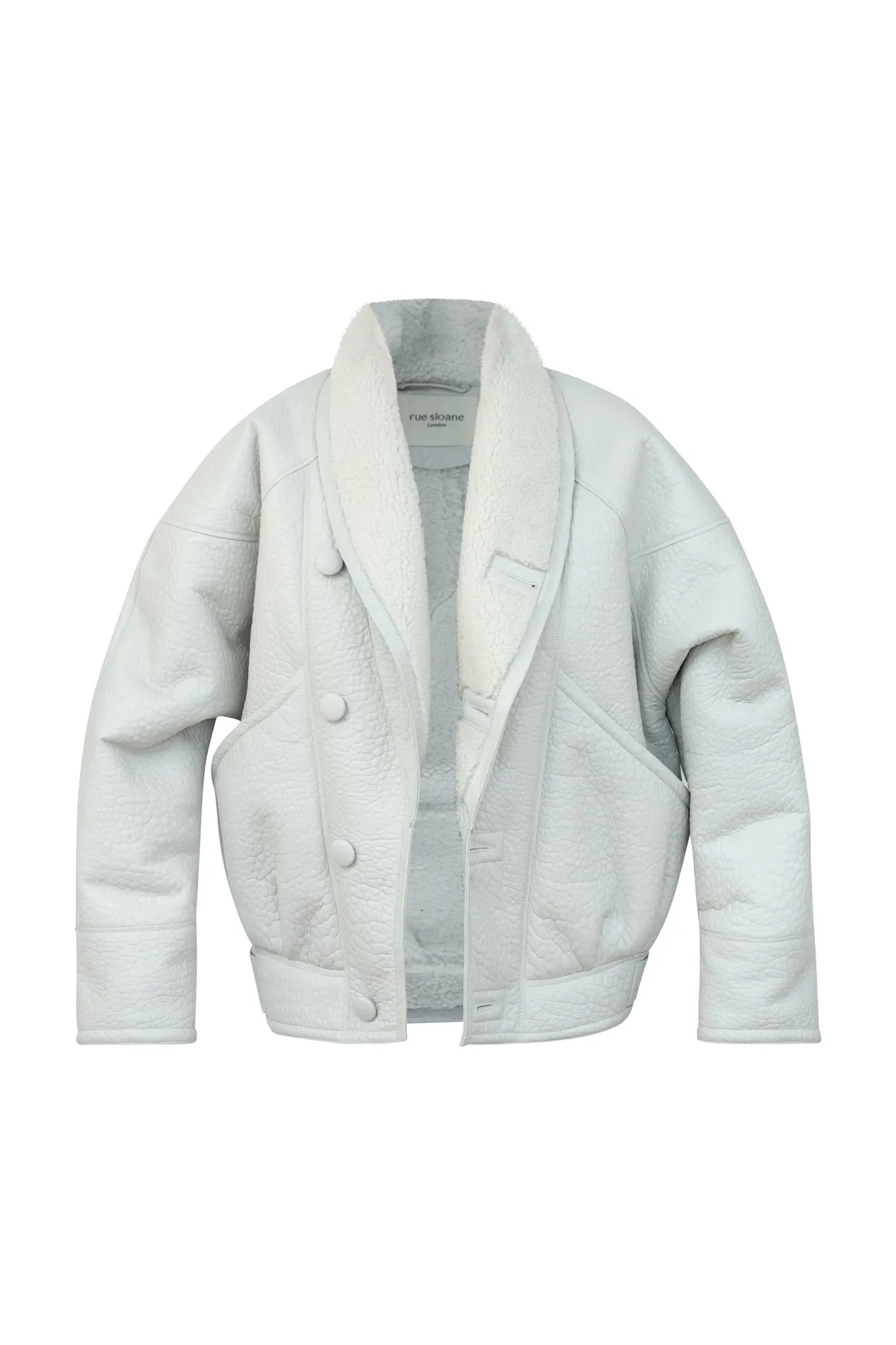 TIMOTHY Shearling Leather Jacket in Cloud White