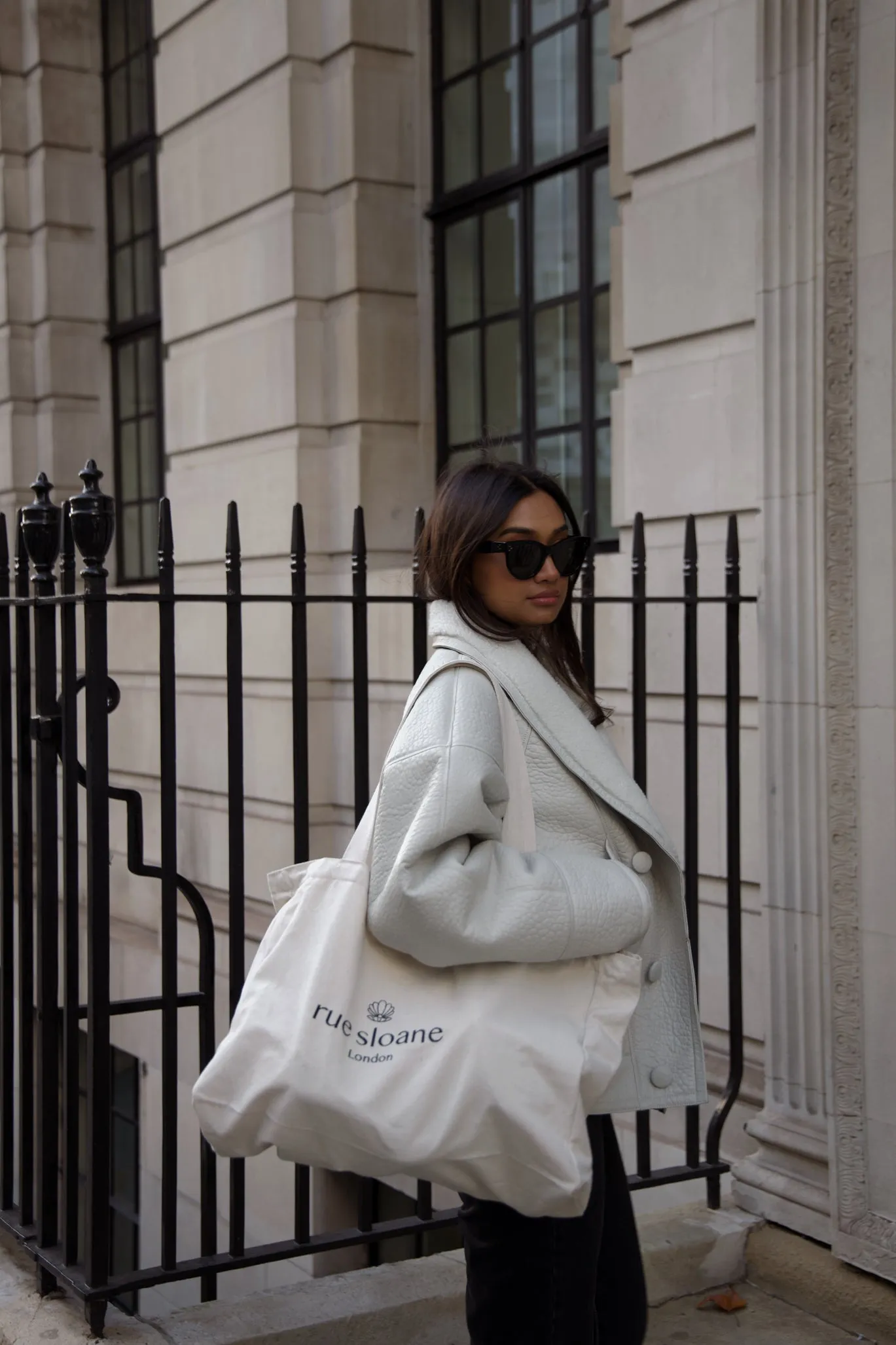TIMOTHY Shearling Leather Jacket in Cloud White