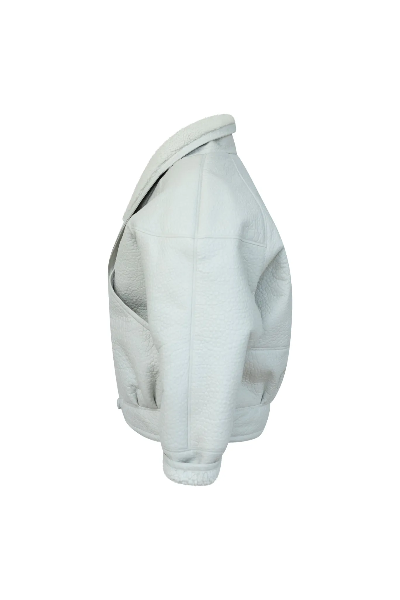 TIMOTHY Shearling Leather Jacket in Cloud White