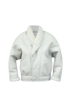 TIMOTHY Shearling Leather Jacket in Cloud White