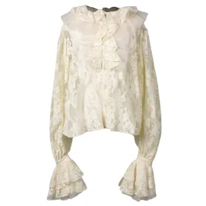 TULLE LAYERED LACE SHIRT / OFF WHITE