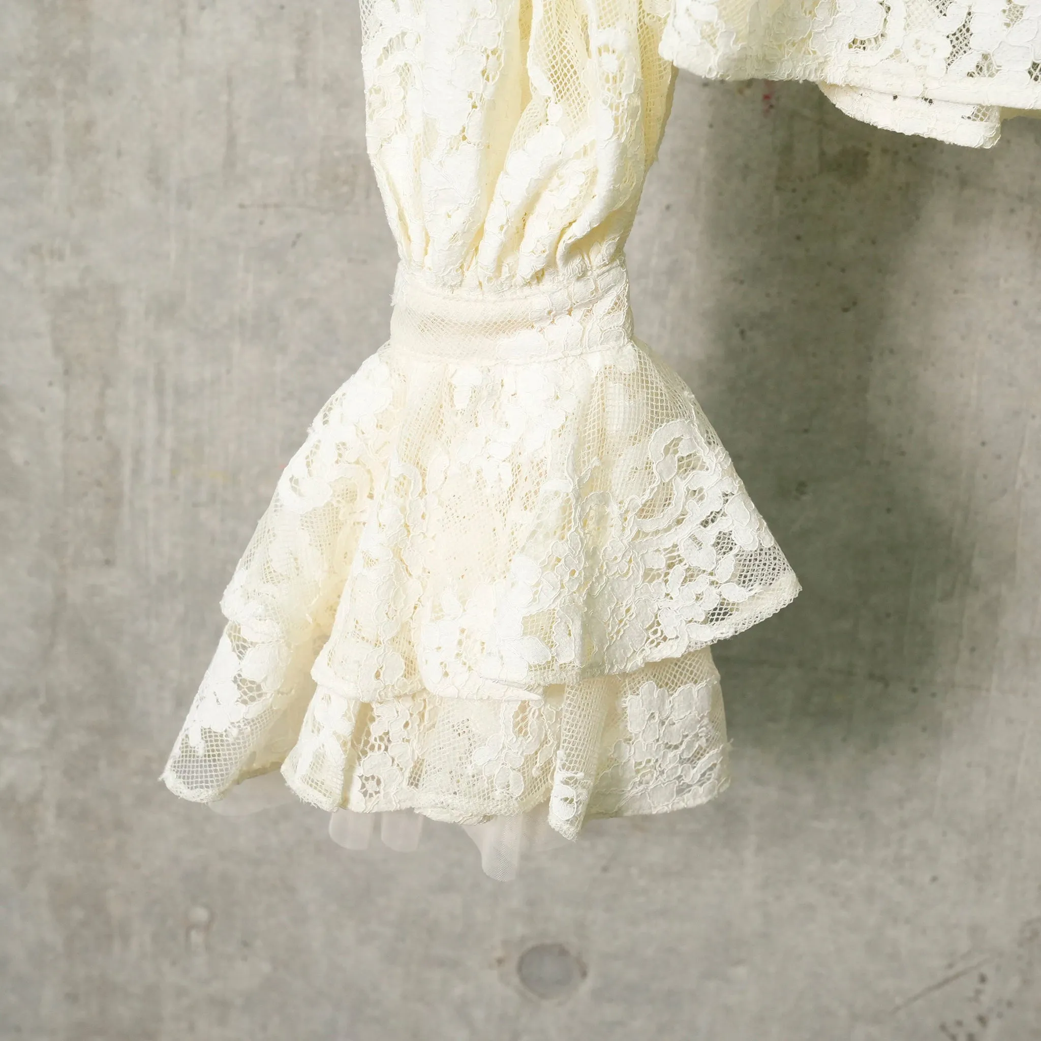 TULLE LAYERED LACE SHIRT / OFF WHITE