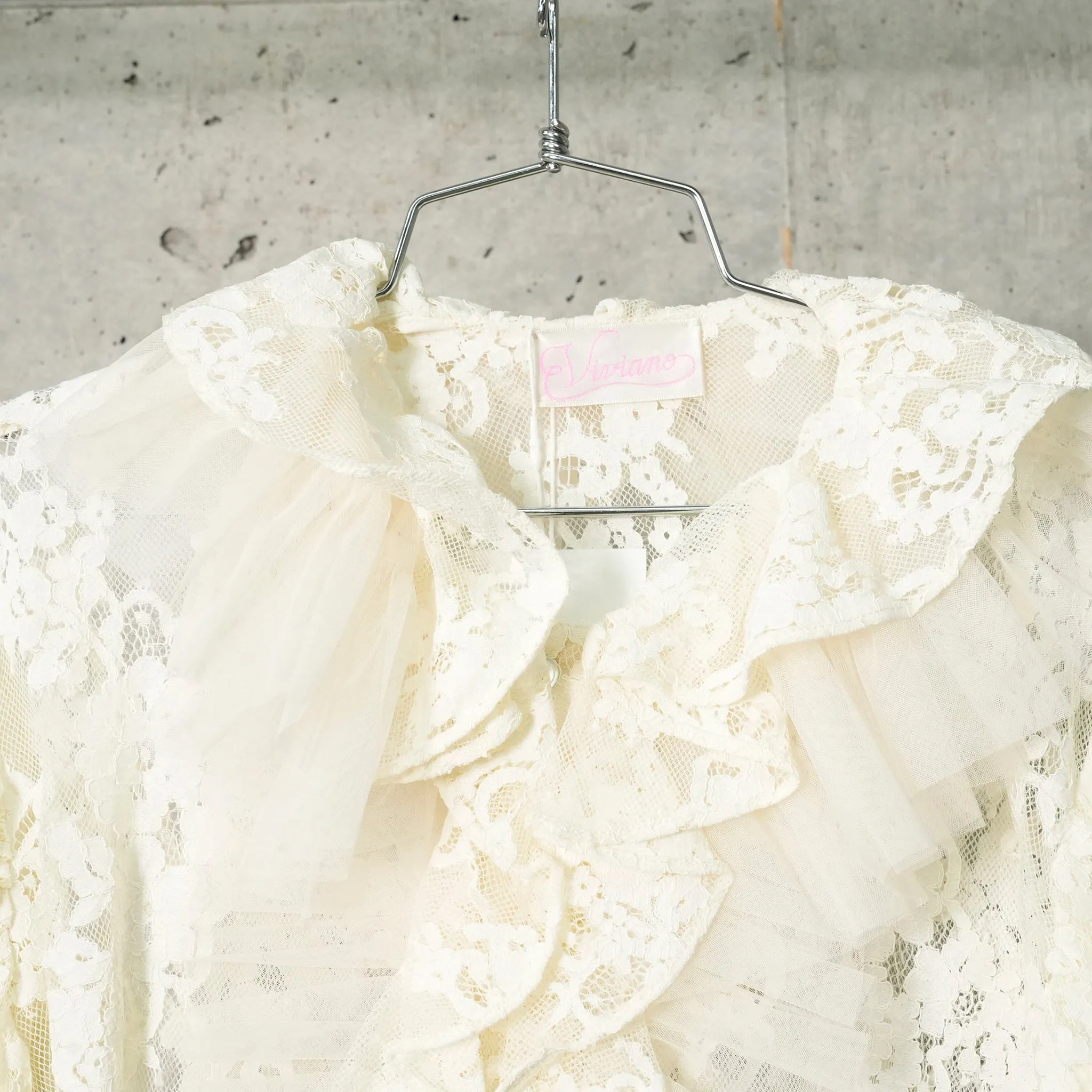 TULLE LAYERED LACE SHIRT / OFF WHITE