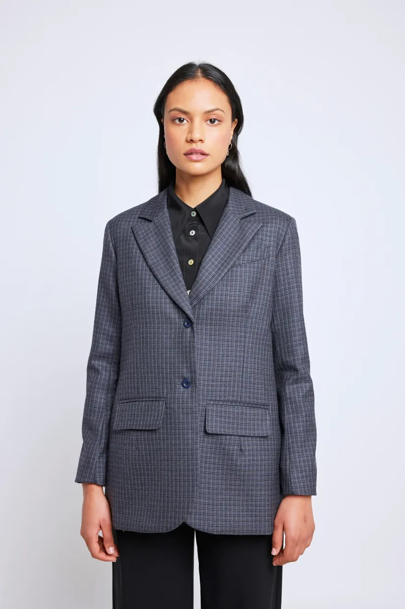 Twenty Seven Names Open Minded Blazer - Charcoal Plaid