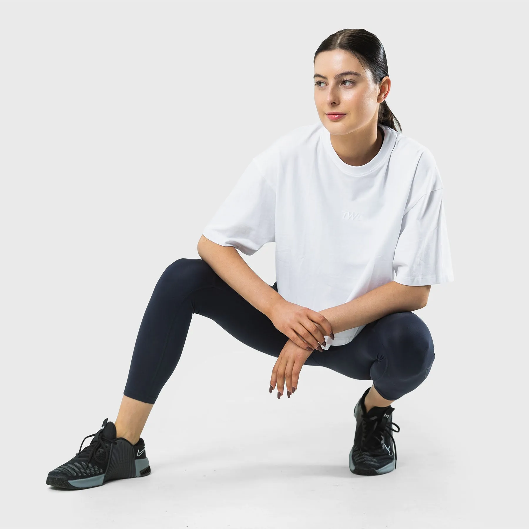 TWL - WOMEN'S OVERSIZED CROPPED T-SHIRT - TRIPLE WHITE