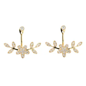 Two-Way Wear Flower Shape Diamond Jacket Earrings