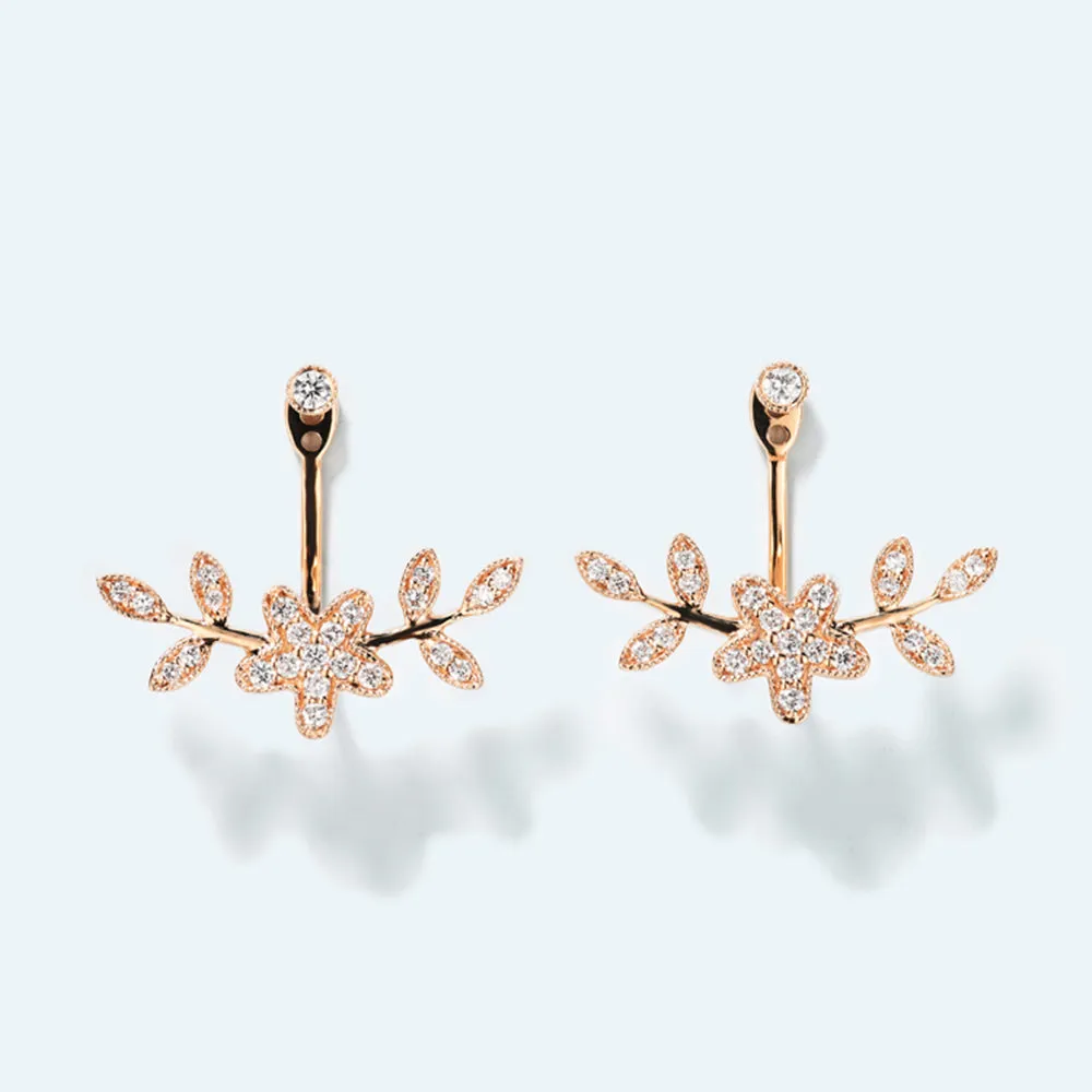 Two-Way Wear Flower Shape Diamond Jacket Earrings