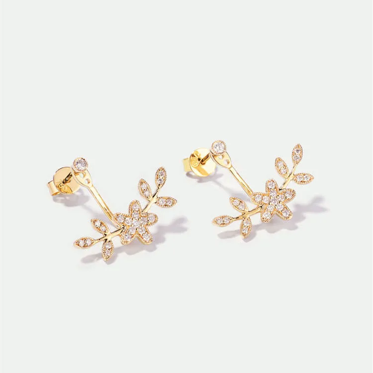 Two-Way Wear Flower Shape Diamond Jacket Earrings