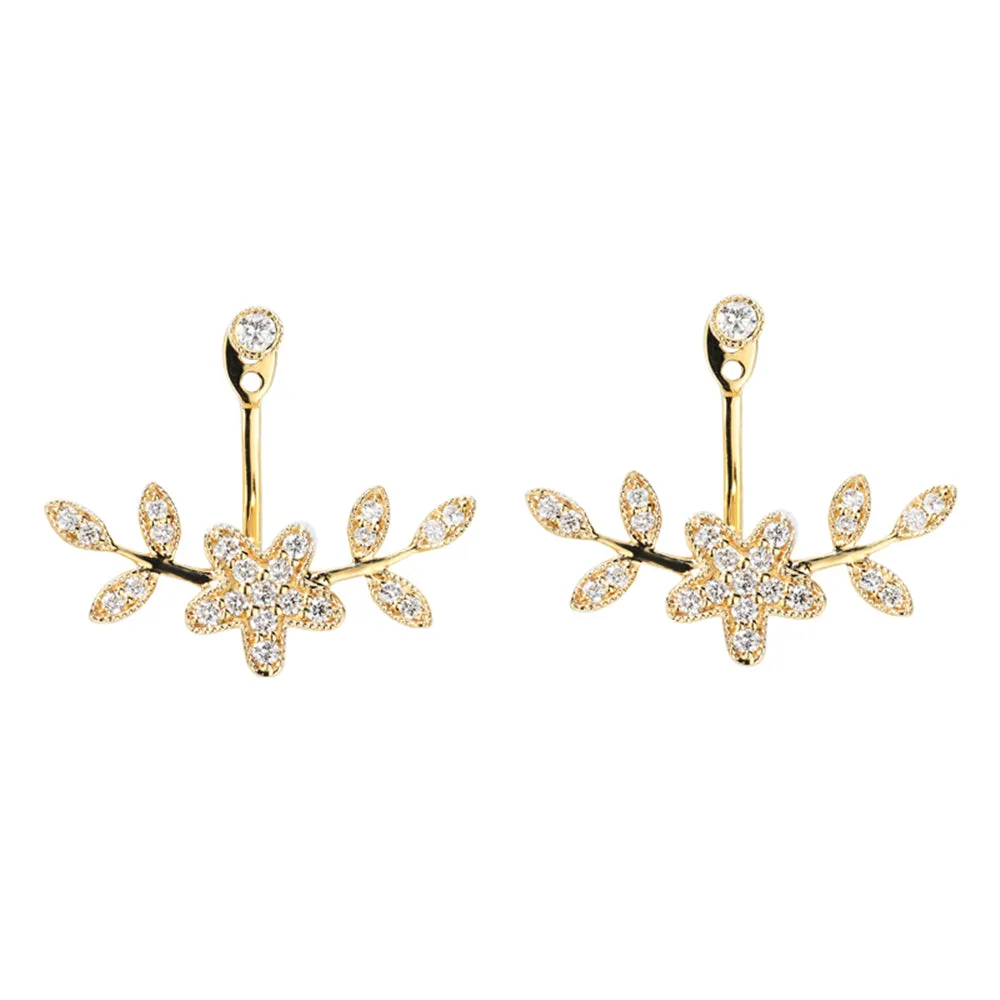Two-Way Wear Flower Shape Diamond Jacket Earrings