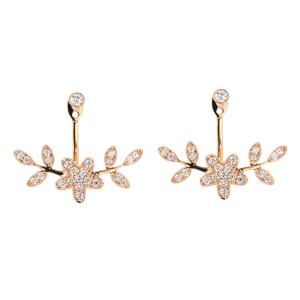 Two-Way Wear Flower Shape Diamond Jacket Earrings