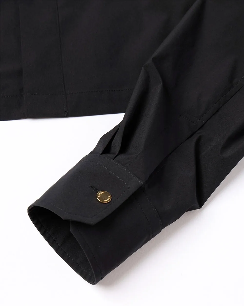 Typewriter Asymmetrical Cropped Chun Tab Shirt - Black