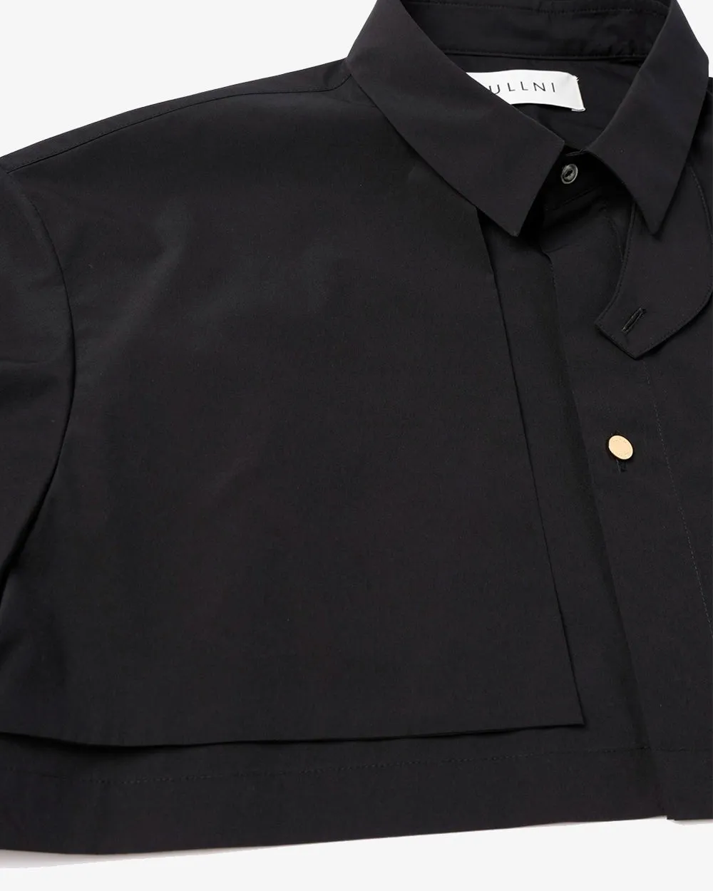 Typewriter Asymmetrical Cropped Chun Tab Shirt - Black