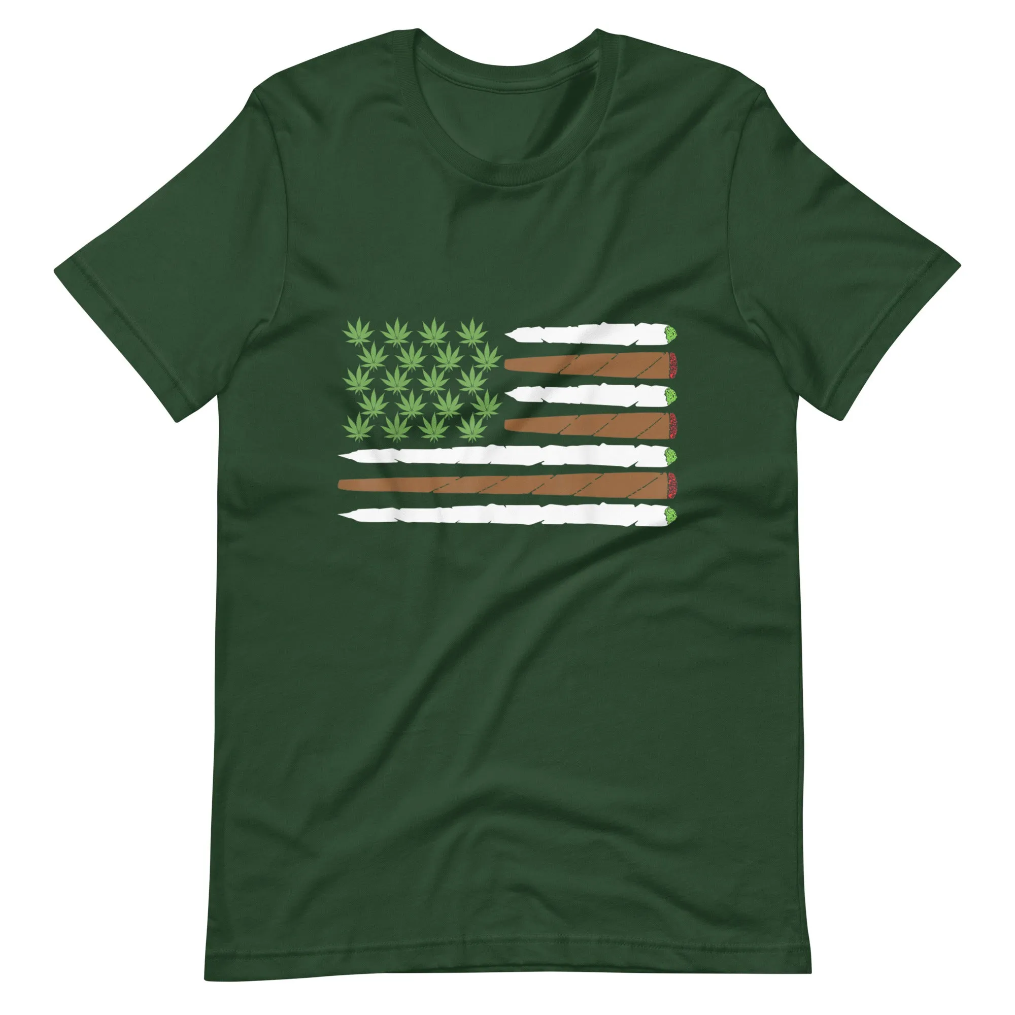 USA-Flag-Weed-Leaf--Fourth-of-July-American-Flag-Unisex t-shirt