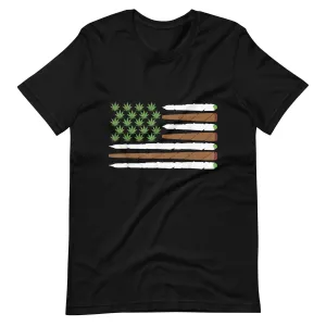 USA-Flag-Weed-Leaf--Fourth-of-July-American-Flag-Unisex t-shirt