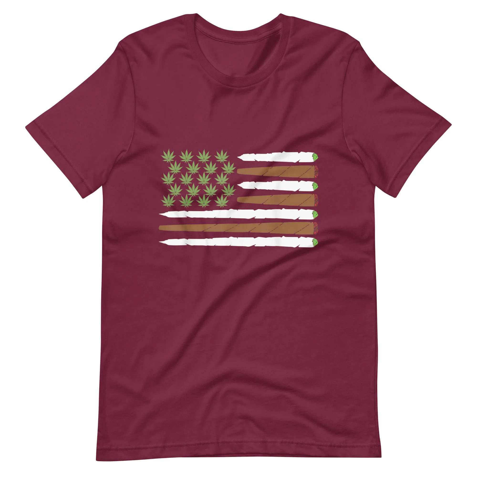 USA-Flag-Weed-Leaf--Fourth-of-July-American-Flag-Unisex t-shirt