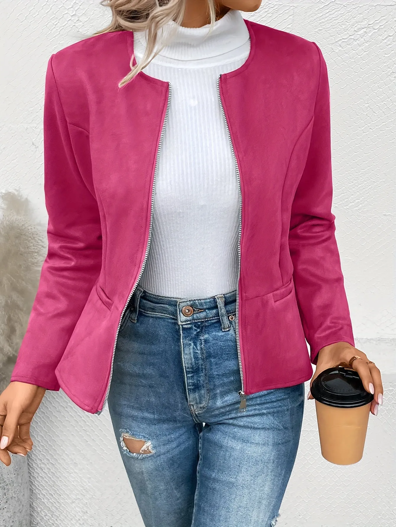 Vanny - Casual Long Sleeve Zip Up Jacket