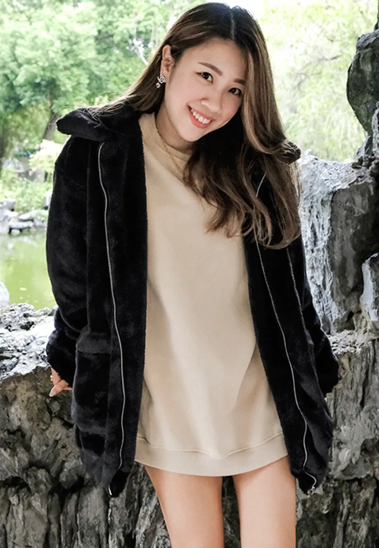 Velvet Furry Long Sleeve Jacket