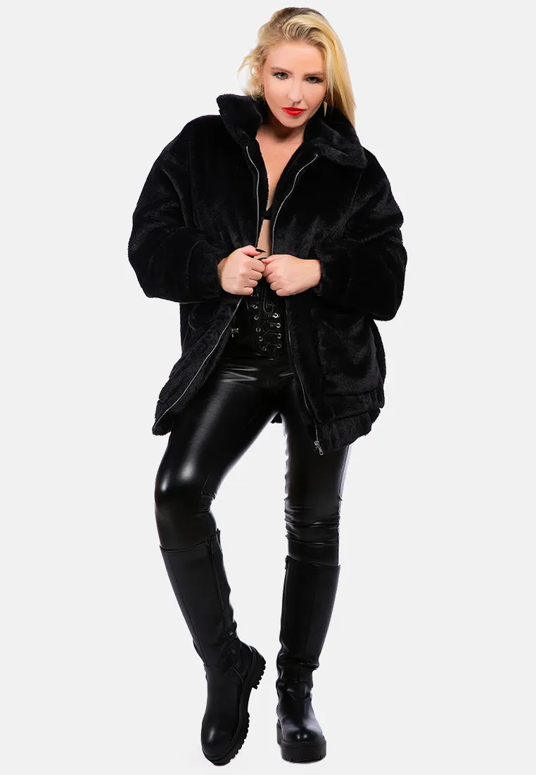Velvet Furry Long Sleeve Jacket