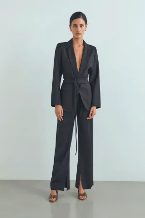 Viktoria & Woods Sheriff Belted Wool Blazer - Black