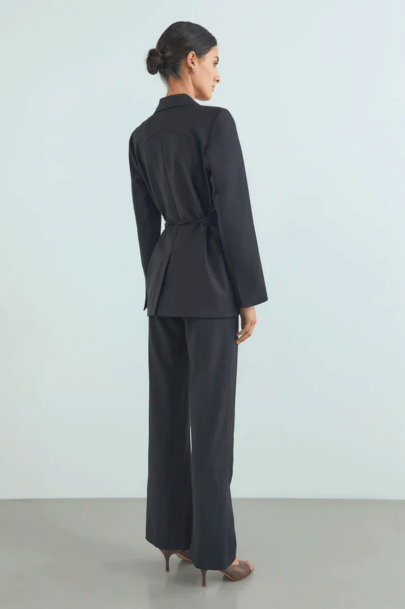 Viktoria & Woods Sheriff Belted Wool Blazer - Black