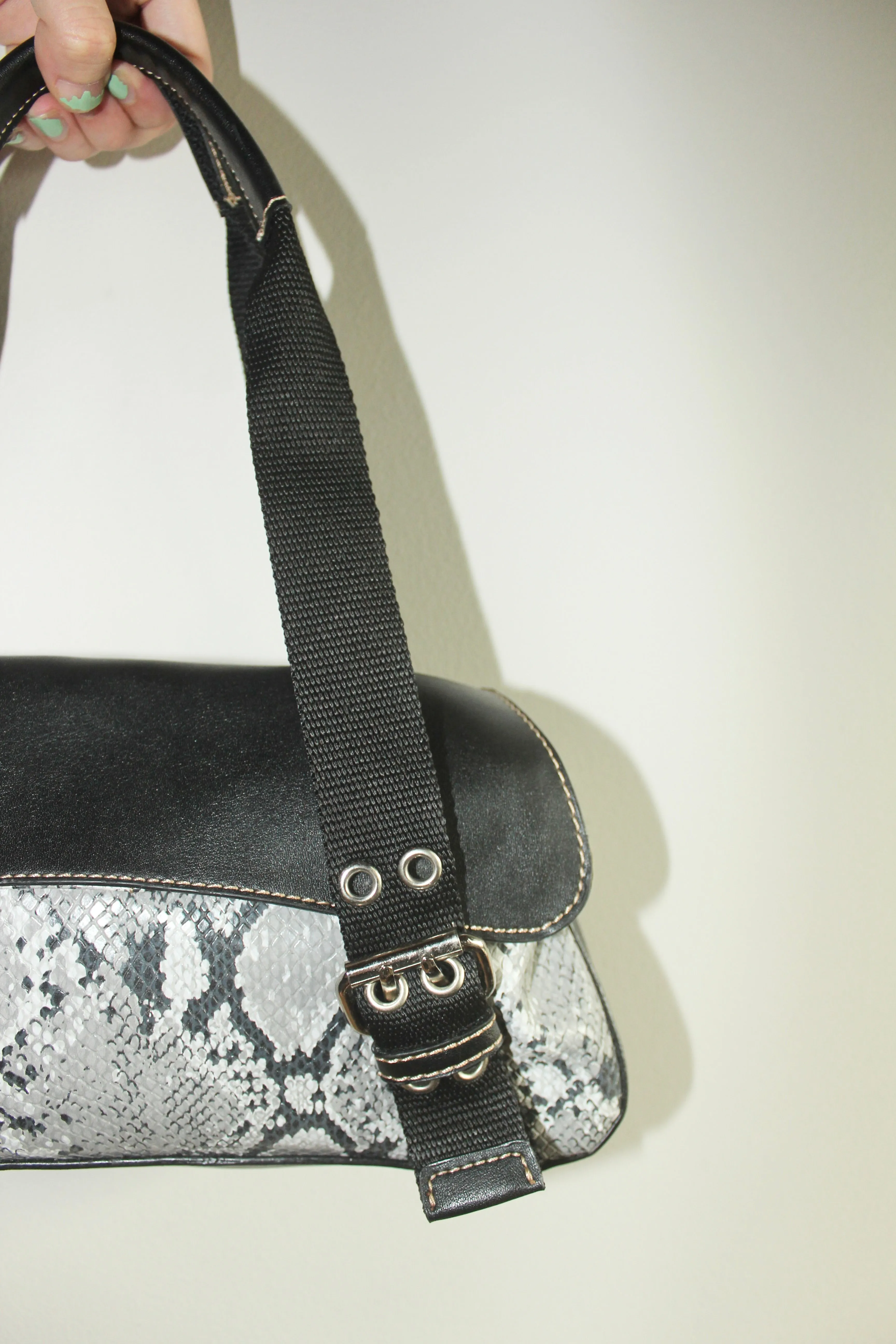 Vintage 90s Snakeskin Exposed Strap Purse