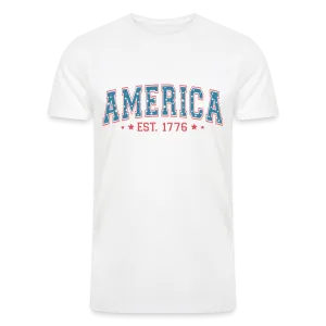 Vintage Americana: Tri-Blend Organic 4th of July Shirt with 'America' Est. 1776
